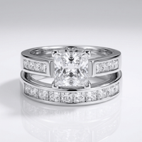 SILVER SQUARE ZIRCONIA HALO RING