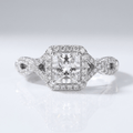 SILVER CUSHION DIAMOND TRILOGY RING
