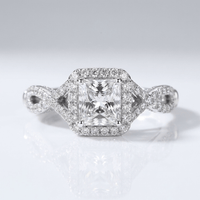 SILVER CUSHION DIAMOND TRILOGY RING