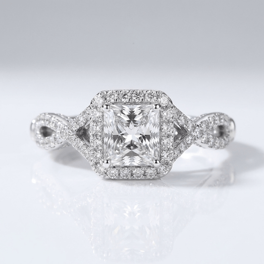 SILVER CUSHION DIAMOND TRILOGY RING