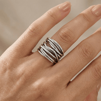 SILVER STACKED ZIRCONIA RING - (ADJUSTABLE)