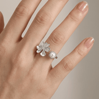 SILVER PEARL BEADED RING