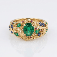 GOLD EMERALD SAPPHIRE VINTAGE RING