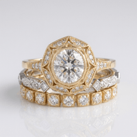 GOLD DIAMOND OVAL FILIGREE RING