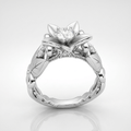 SILVER ZIRCONIA PETAL CROWN RING