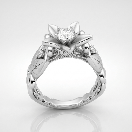 SILVER ZIRCONIA PETAL CROWN RING