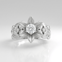 SILVER ZIRCONIA PETAL CROWN RING