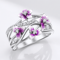 SILVER PURPLE BLOSSOM GARDEN RING
