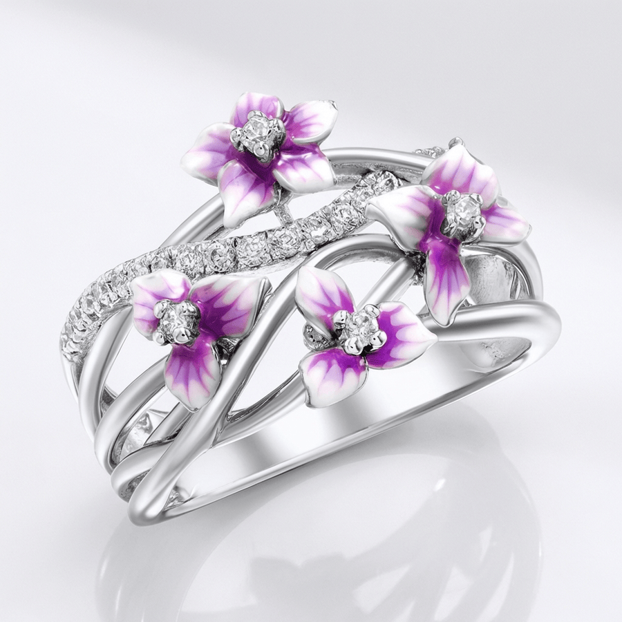 SILVER PURPLE BLOSSOM GARDEN RING