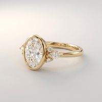 GOLD OVAL ZIRCONIA PEAR TRIO RING - (ADJUSTABLE)