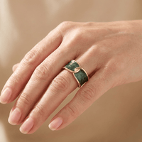 JADE DOUBLE STONE RING - (ADJUSTABLE)