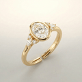 GOLD OVAL ZIRCONIA PEAR TRIO RING - (ADJUSTABLE)