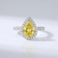 YELLOW PEAR DIAMOND HALO RING