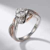 SILVER ROSE GOLD DIAMOND TWIST RING