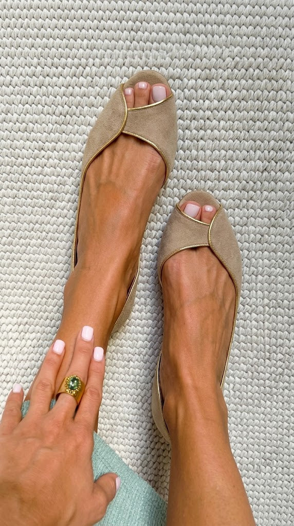 Hetty – Suede Open-Toe D'Orsay Ballet Flats