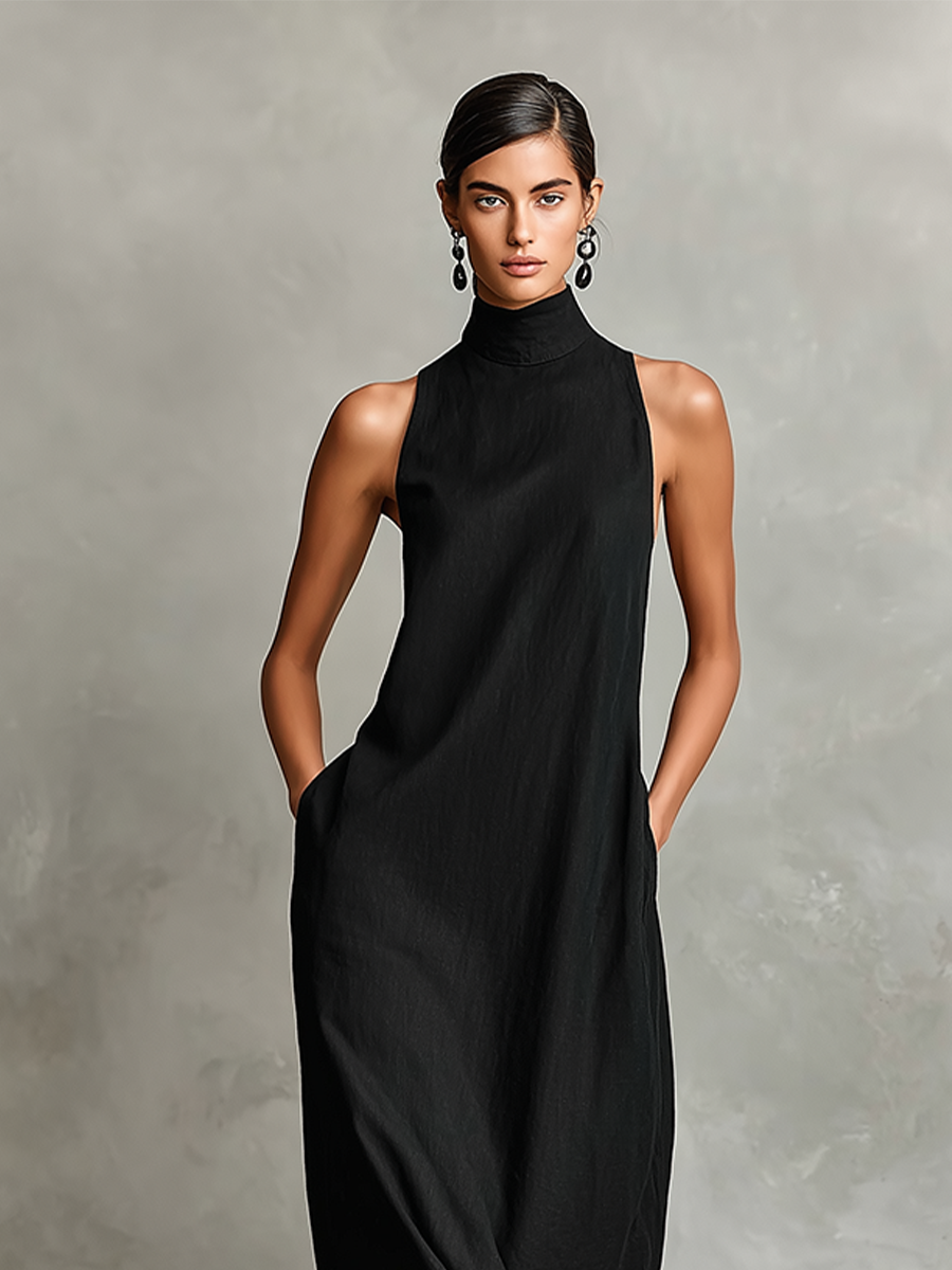 Tiffany - Minimalist Maxi Dress with Pockets