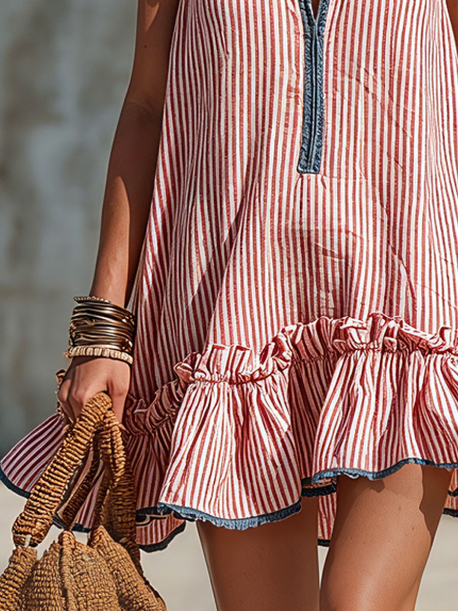 Fleur – Striped Frill Mini Dress