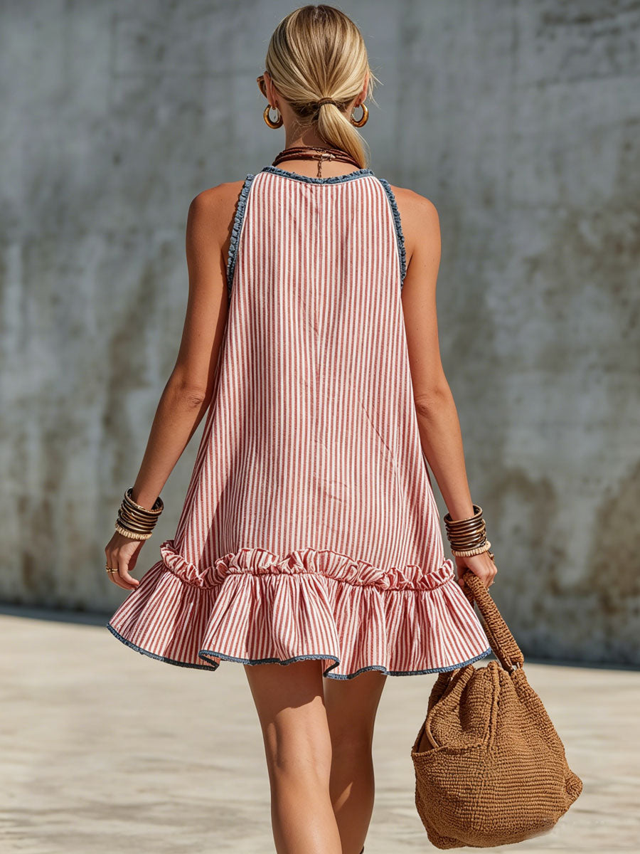 Fleur – Striped Frill Mini Dress