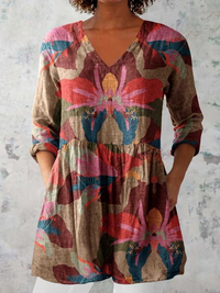 Violetta - Long Blouse with V-Neck