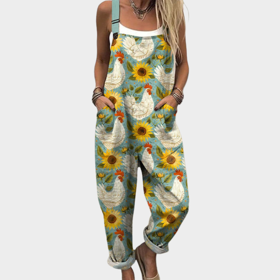 Brooke -Comfortable Printed Dungarees