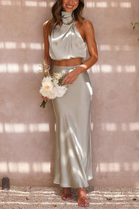 Abigail - Satin Top and Skirt Set
