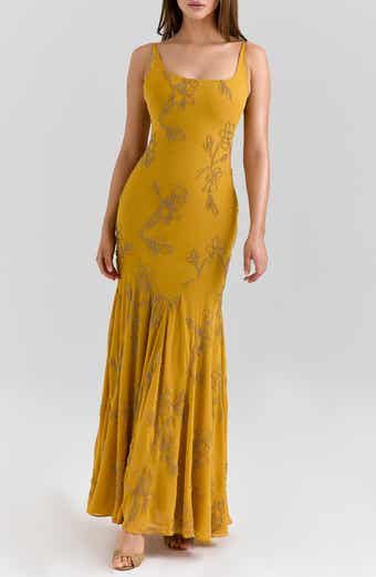 Seren Blush Sheer Lace Up Back Gown (Women)