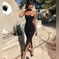 Dress Black Bodycon Midi Dress Color: Black Size: Xs