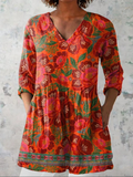 Vespera - Long Blouse with V-Neck