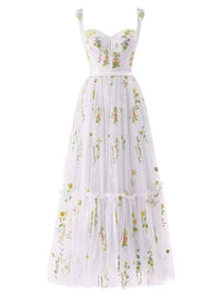 1930s Floral Mesh Boned Lace-Up Dress