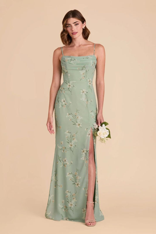 Mira Sage Le Fleur Chiffon Dress