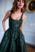 The Avery Dress In Emerald Baroque Floral
