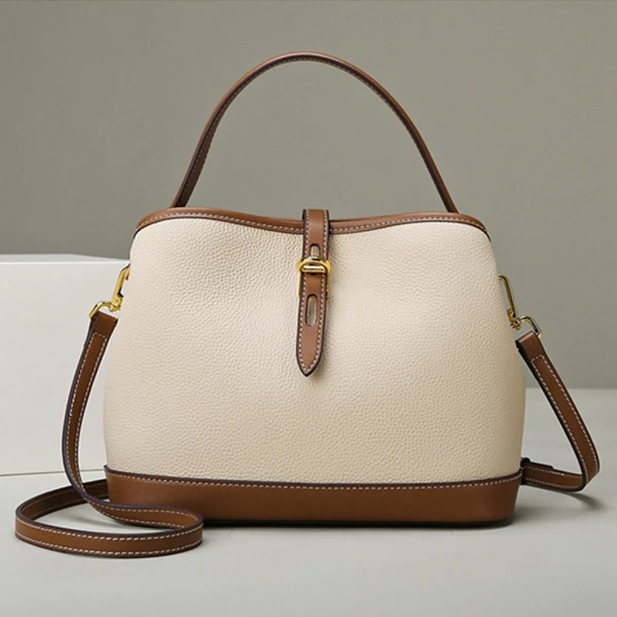 Two-Tone Structured Leather Shoulder Bag - Teresa