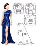 One Shoulder Draped Evening Gown Sewing Pattern