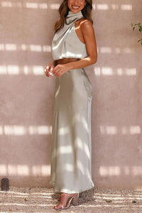 Abigail - Satin Top and Skirt Set
