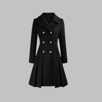 Dami - Classy Double Button Long Sleeve Coat Black