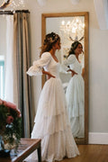 Lantern Sleeve Wedding Dress,Rustic Lace Wedding Dress,white Wedding