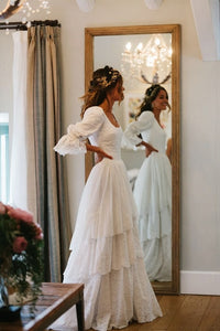 Lantern Sleeve Wedding Dress,Rustic Lace Wedding Dress,white Wedding