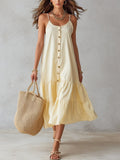 Minimal Button Front Midi Dress Yellow 3Xl