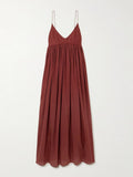 Matteau Gathered Organic Cotton And Silk Blend Maxi Dress Orange