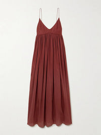 Matteau Gathered Organic Cotton And Silk Blend Maxi Dress Orange