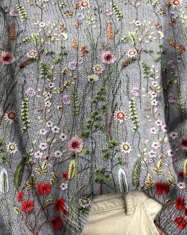 Tamara – Vintage Floral Roll Neck Jumper