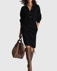 Arianell | Pure Wool Winter Knit Midi Dress Black (Almost Sold Out)