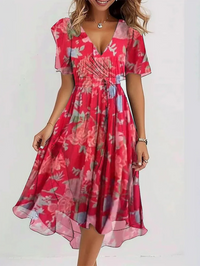 Matilda | Summer Dress With Belly Cover Red
