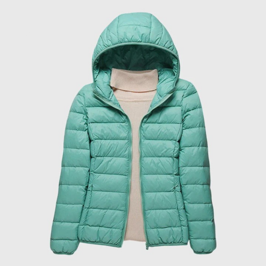 Lily - Ultra-Light Quilted Jacket Turquoise Hood