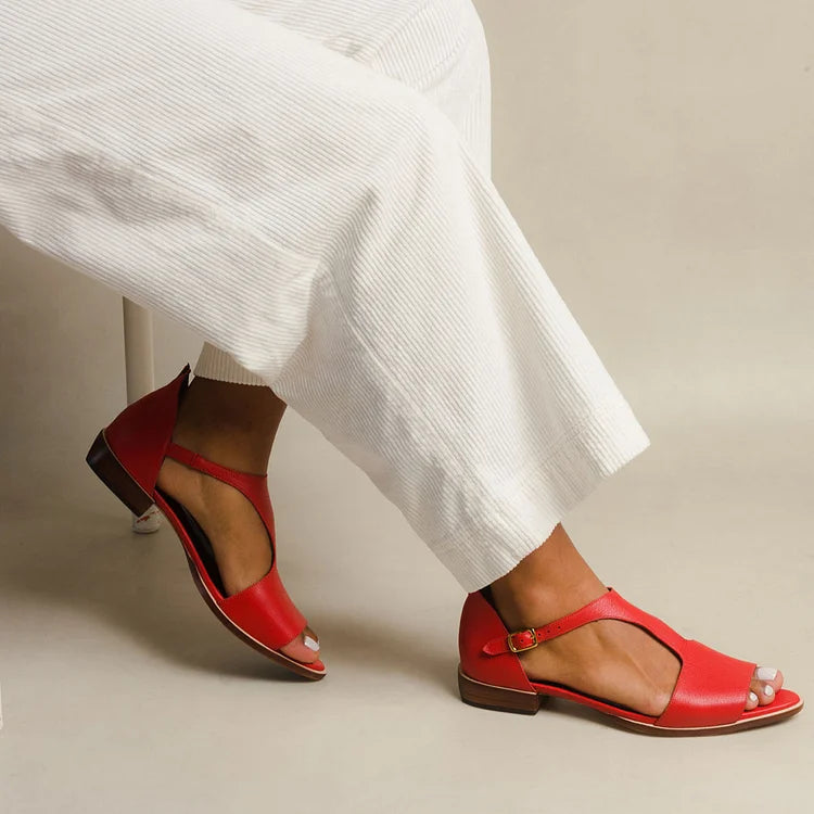 Effie – Casual Cut-Out Peep-Toe T-Bar Sandals