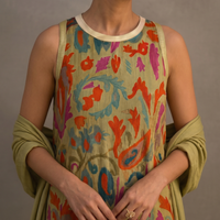 Daniella - Long Printed Dress with Coordinated Waistcoat