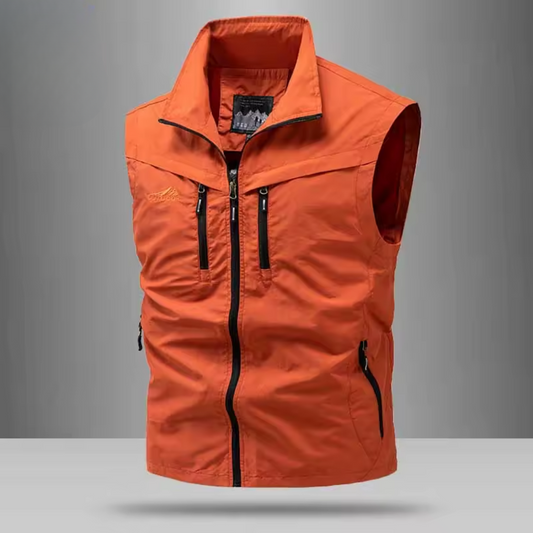 Stuart - Multi-Pocket Breathable Outdoor Cargo Gilet – Red