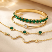 Gold Emerald Bracelet Set