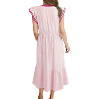 Illyria – Striped Ruffle Sleeve Midi Dress
