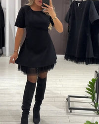 Harper – Shimmering Mesh Patchwork Dress